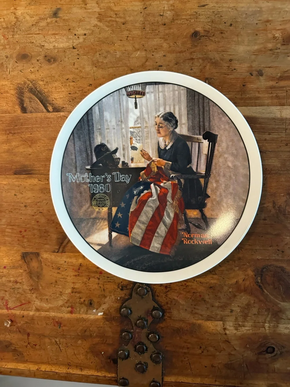 Norman Rockwell Mother's Day 1980 Decorative Wall Plate in Red, White & Blue